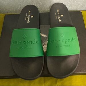 Kate Spade Vibrant Green and Black Slides